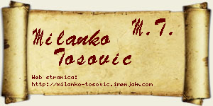 Milanko Tošović vizit kartica